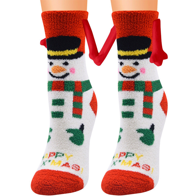 Christmas Magnetic Suction Couple Socks – Warm Coral Fleece Tube Socks for Winter Comfort - ZA-ZOLA