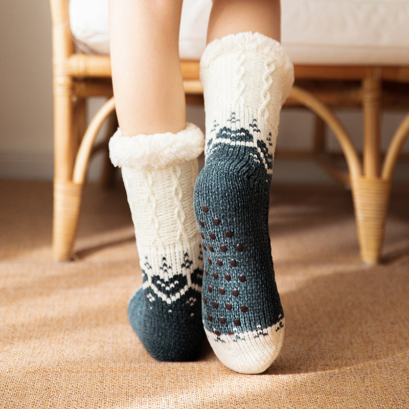 Love Knitted Plush Floor Socks – Warm Non-Slip Winter Carpet Socks for Women – Christmas Home Comfort - ZA-ZOLA