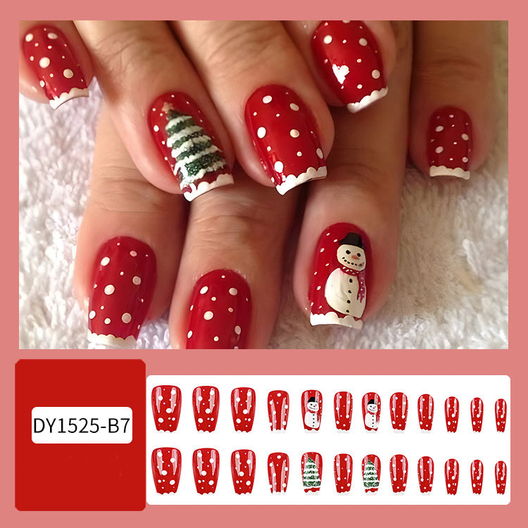 24pcs Christmas False Nails – Festive Snowflake & Hat Design, Perfect for Holiday Parties - ZA-ZOLA