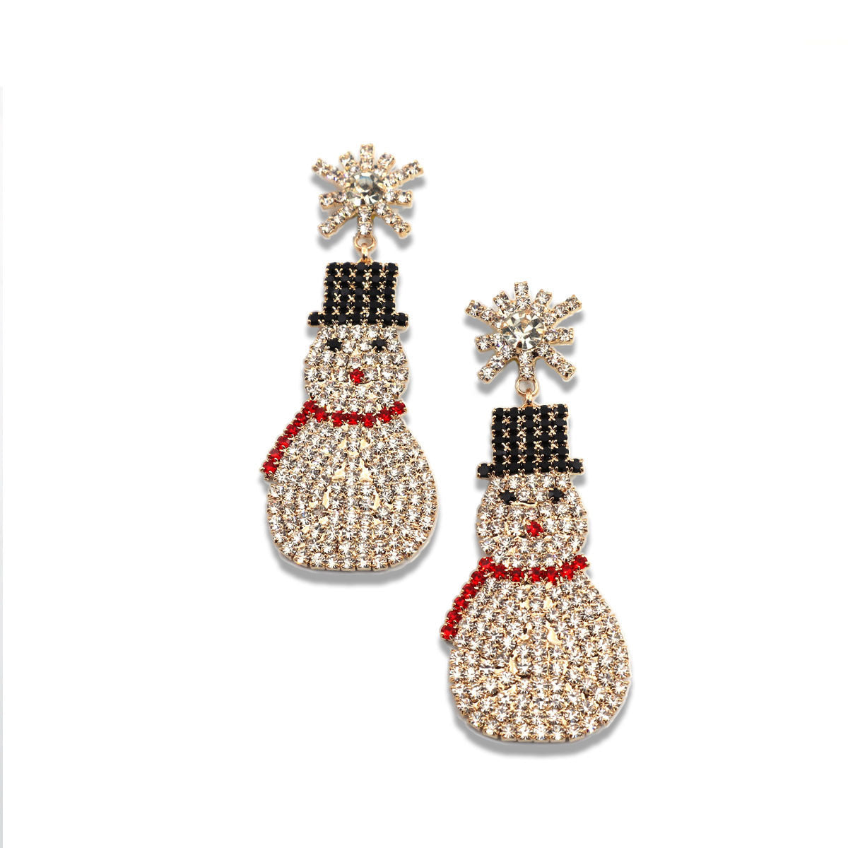 Rhinestone Christmas Snowman Earrings – Cute Festive Fashion Jewelry for Women - ZA-ZOLA