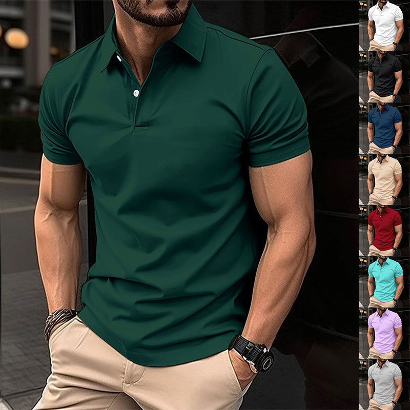 Men's Summer Short Sleeve Polo Shirt – Classic Solid Color, Lightweight & Breathable - ZA-ZOLA