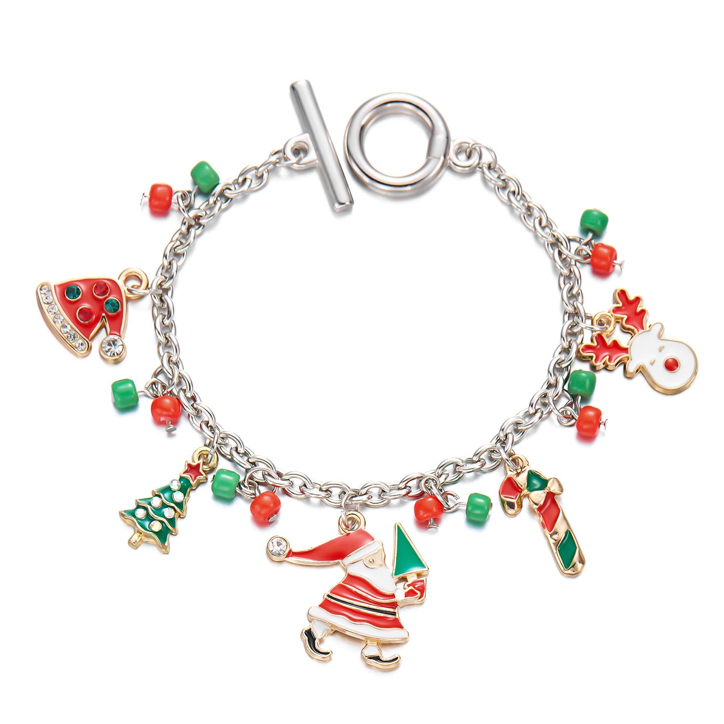 Personalized Christmas Bracelet with Santa Claus & Tree Pendants – Unique Holiday Jewelry for Women - ZA-ZOLA