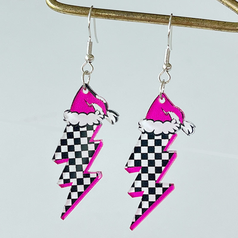 Cute Cartoon Christmas Acrylic Earrings – Santa Claus, Tree, Football & Lightning Designs - ZA-ZOLA