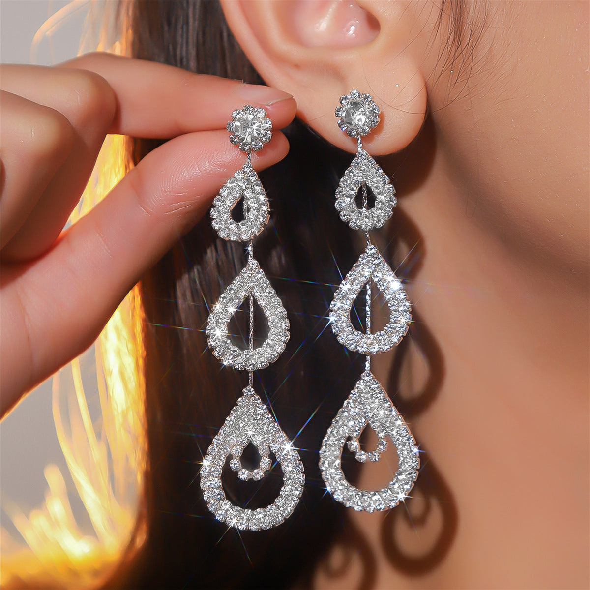 Fashion Rhinestone Long Earrings For Women - ZA-ZOLA