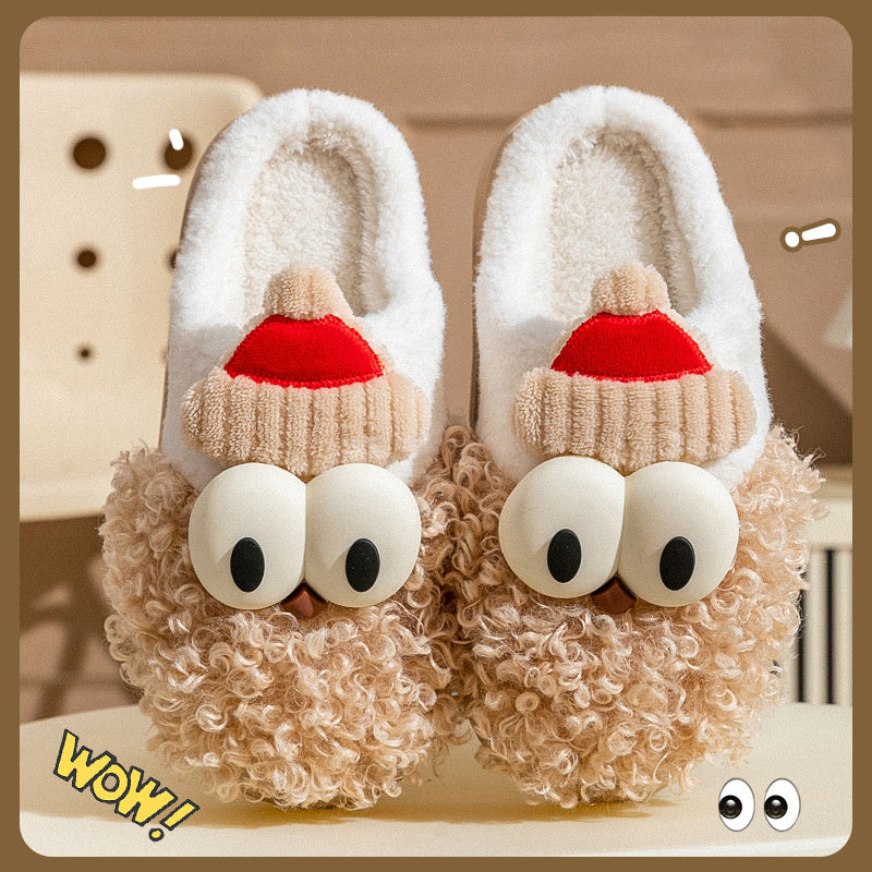 Cartoon Santa Claus Plush Slippers – Cozy Christmas Non-Slip Cotton Shoes for Couples, Women & Men – Warm Indoor Footwear - ZA-ZOLA