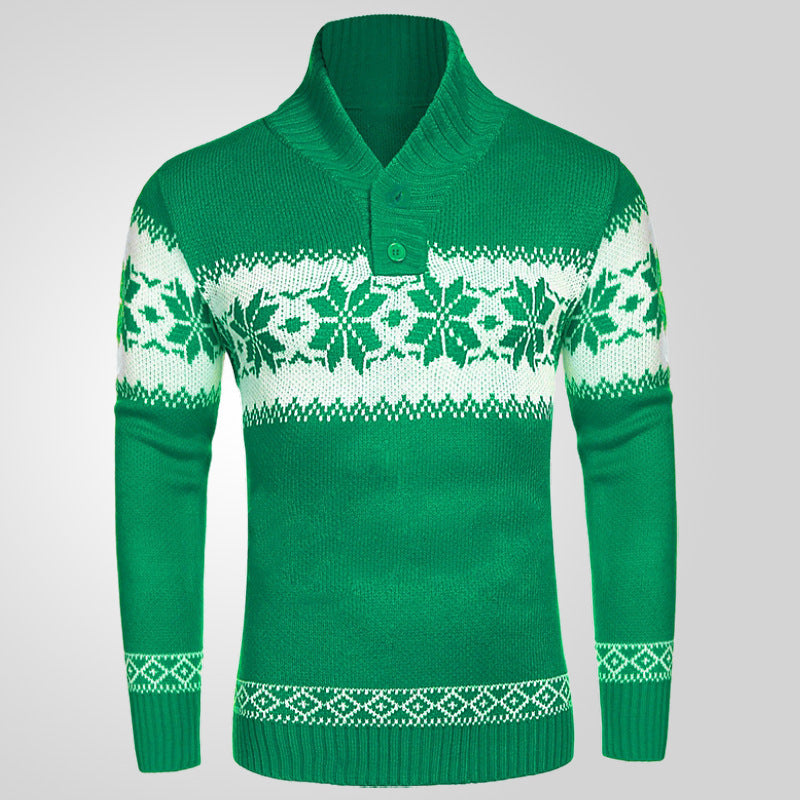 Men's Long Sleeve Christmas Jacquard Knitted Sweater – Festive Holiday Knitwear - ZA-ZOLA