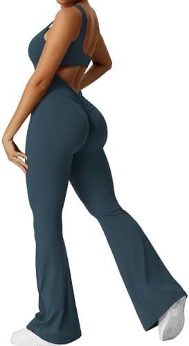 Women’s Sleeveless Flare Jumpsuit – Fitness & Yoga Long Pants for Comfort and Style