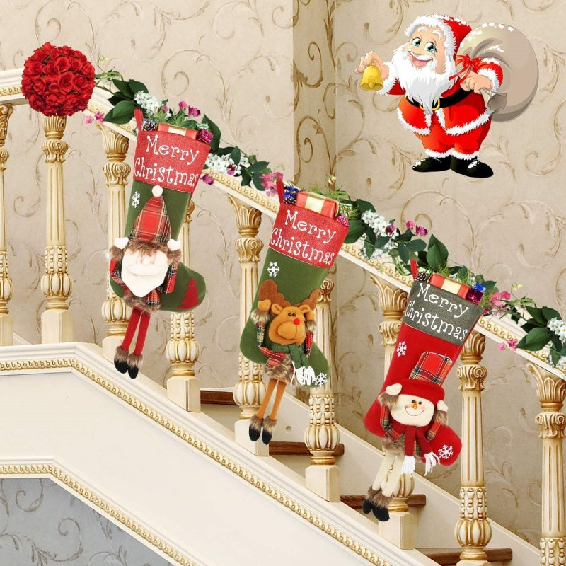 2024 New Year Christmas 3D Plush Big Stockings Set – Festive Tree & Home Decorating Supplies - ZA-ZOLA