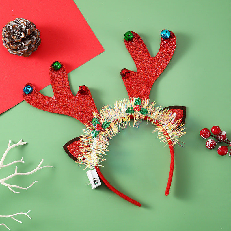 Glowing Christmas Hair Band – Light-Up Xmas Tree, Snowflake, Deer Horn Headband for Festive Fun - ZA-ZOLA