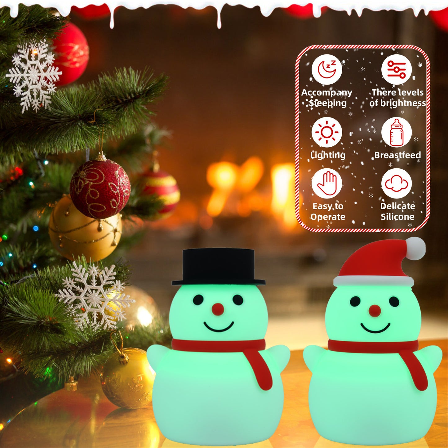 Christmas Ice Man Silicone Pat Lamp – Remote Control Ambience Light for Holiday Decor - ZA-ZOLA