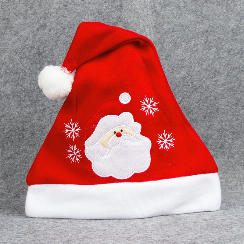 Cartoon Christmas Hat with Elk & Santa Embroidery - Fuzzy Holiday Party Hat - ZA-ZOLA