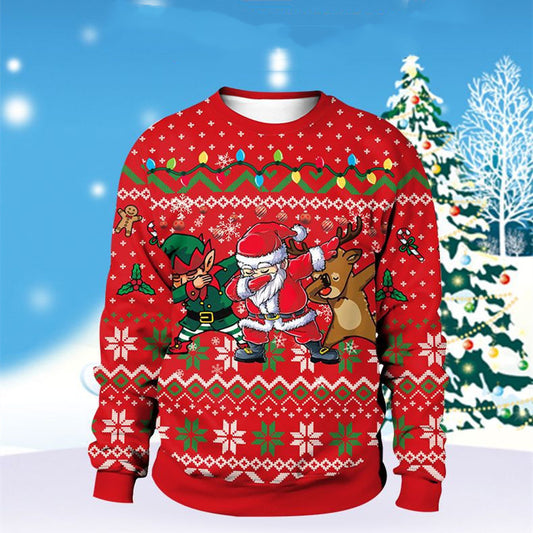 Digital Print Christmas Sweaters – Round Neck Festive Tops for Men & Women - ZA-ZOLA