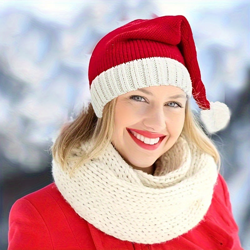 Knitted Christmas Hat with Fur Pom - Cozy & Stylish Holiday Winter Hat - ZA-ZOLA