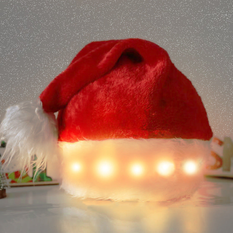 LED Light Plush Christmas Hat - Luminous Santa Hat for Kids & Adults | Festive Holiday Decorations & Christmas Supplies - ZA-ZOLA