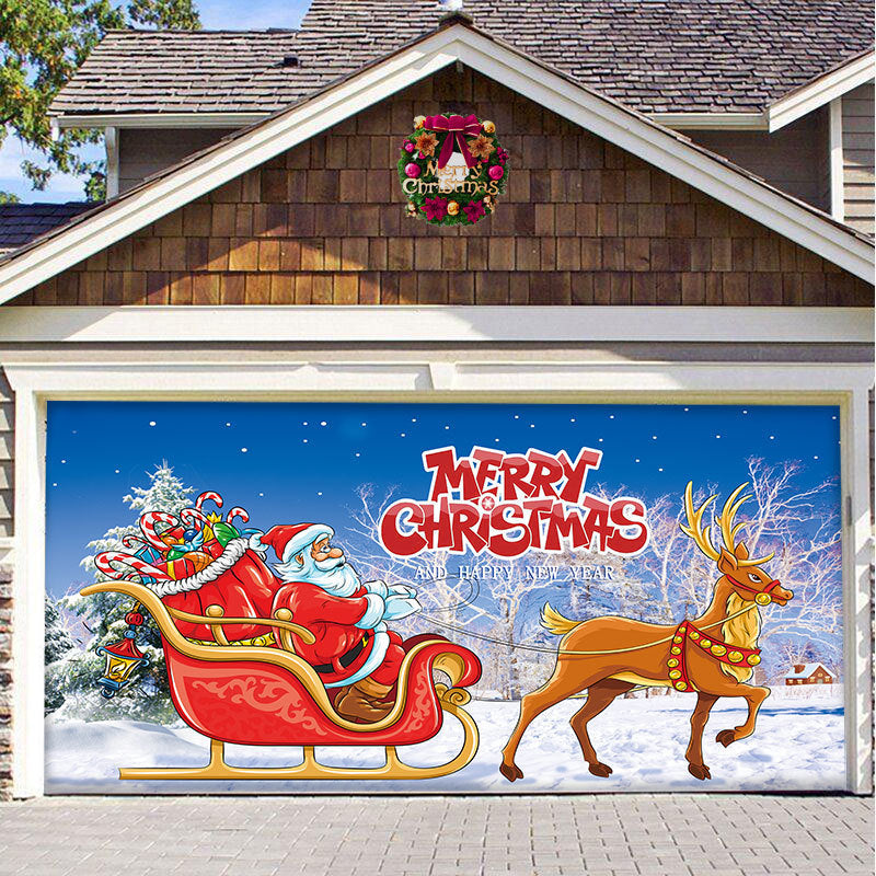 Christmas Hanging Background Cloth – Garage Door Patch for Holiday Party Decor - ZA-ZOLA