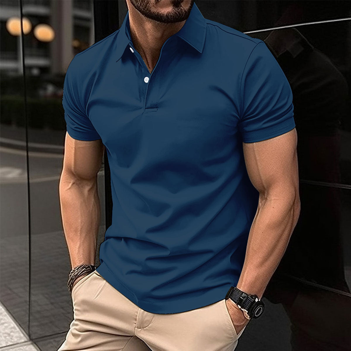 Men's Summer Short Sleeve Polo Shirt – Classic Solid Color, Lightweight & Breathable - ZA-ZOLA