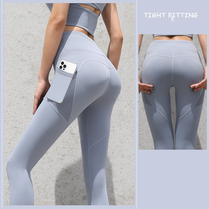 Gym Sport Seamless Leggings with Pockets – Push-Up High Waist Fitness & Yoga Pants for Women