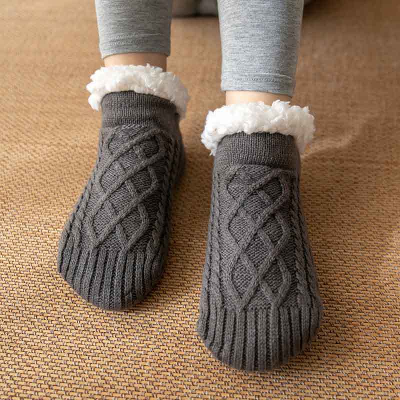 Winter Knitted Plush Floor Socks – Warm Non-Slip Home Carpet Socks for Women - ZA-ZOLA