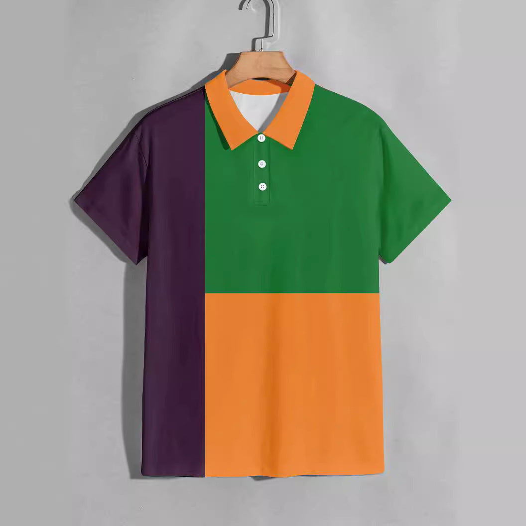 Summer Men's Fashion Color Contrast Polo ShirtProduct information:
 
 Color: red, pink, green, camel
 
 Details of clothing style: Asymmetric
 
 Size: S,M,L,XL,XXL,XXXL
 
 Style: slim fit
 
 Main fabric compositShirtZA-ZOLAZA-ZOLAFashion Color Contrast Polo Shirt