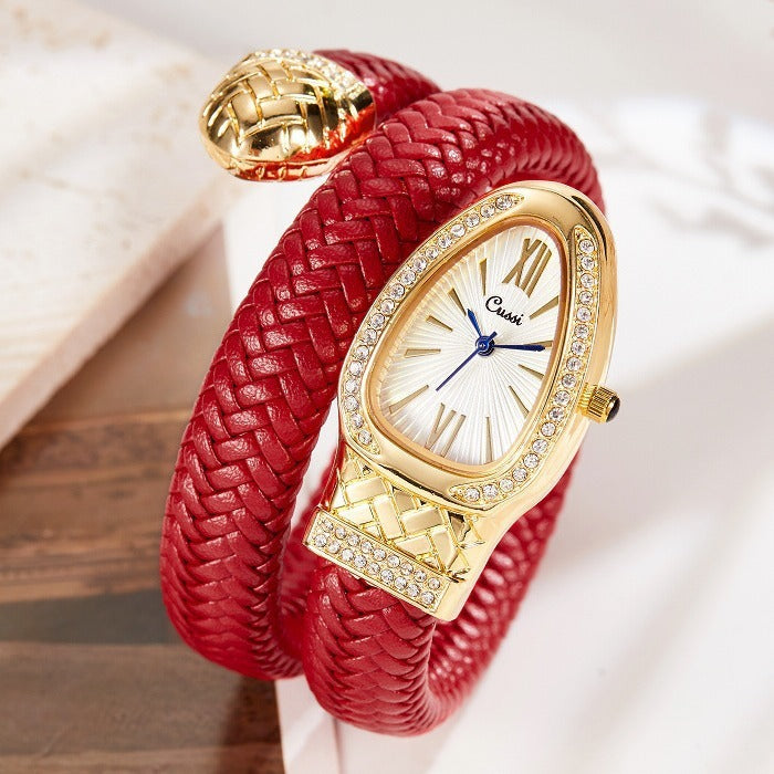 Snake Watch Fashion Quartz Watch Diamond Leather Strap - ZA-ZOLA