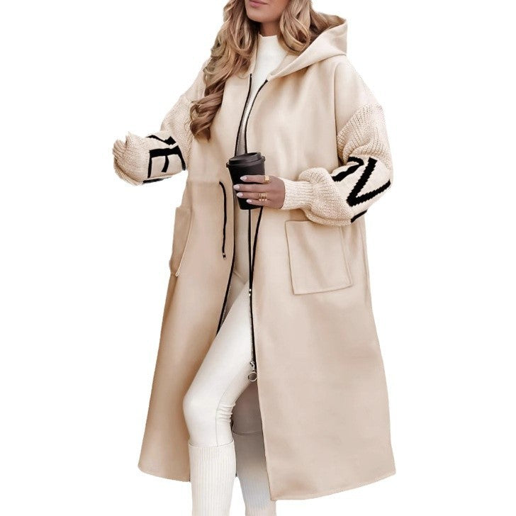 Hooded Windbreaker Long Jacket with Pockets & Drawstring – Women’s Fall & Winter Trench Coat