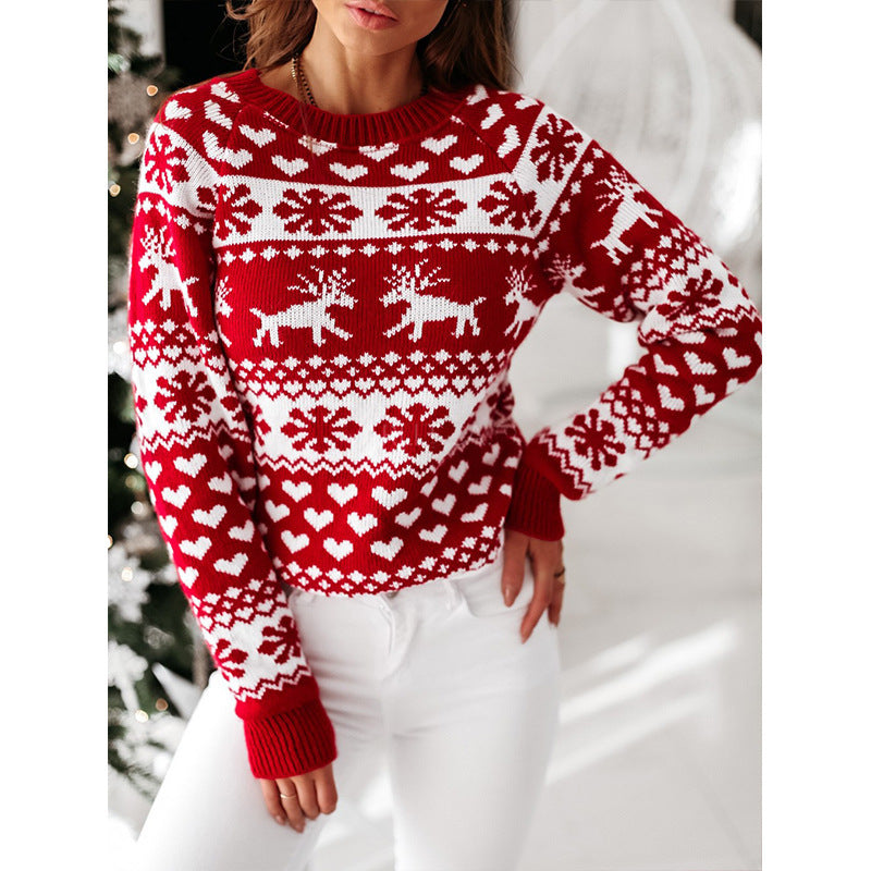 Christmas Elk Knitted Sweater – Long Sleeve Festive Winter Wear for Women & Men - ZA-ZOLA