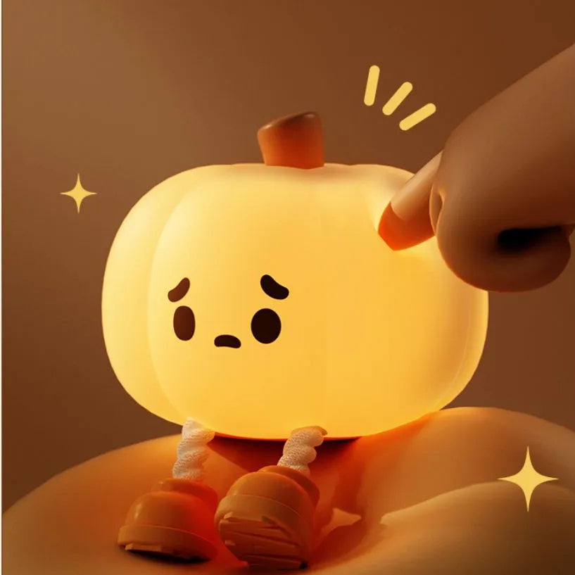 Home Decor Halloween Pumpkin Night Light Cute Soft Silicone Lamp Touch Dimmable Rechargeable Bedside Decor Light Kids Gifts Halloween Decorations - ZA-ZOLA