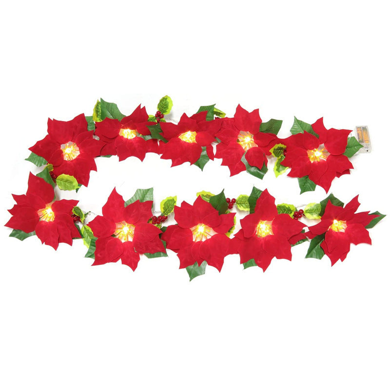 Red Flower String Lights – Door Frame & Escalator Decoration for Festive Holiday Charm - ZA-ZOLA