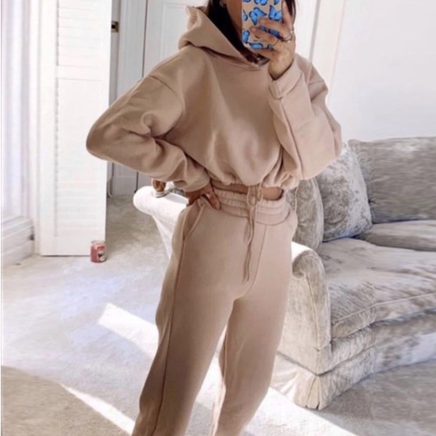 Jogging Suits for Women – 2-Piece Sweatsuit Tracksuit with Sexy Long Sleeve Hoodie