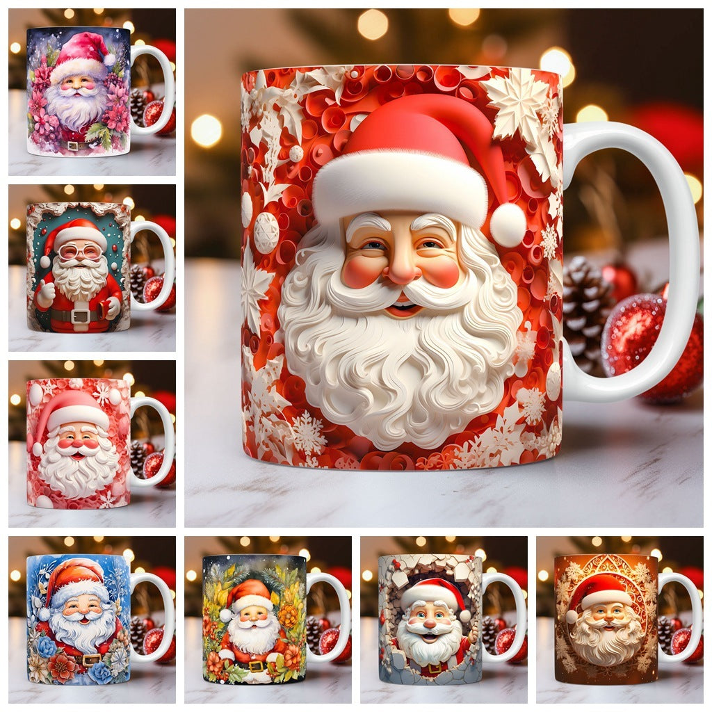 3D Christmas Ceramic Mug | Festive Snowman & Santa Cups - ZA-ZOLA