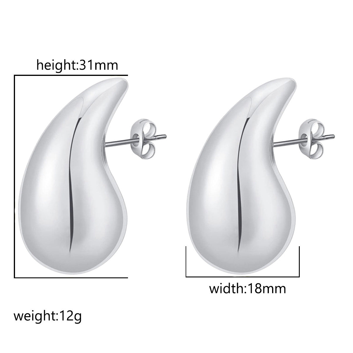 Advanced Design Feeling Chubby Water Drop Earrings, Stainless Steel Hollow Earrings - ZA-ZOLA