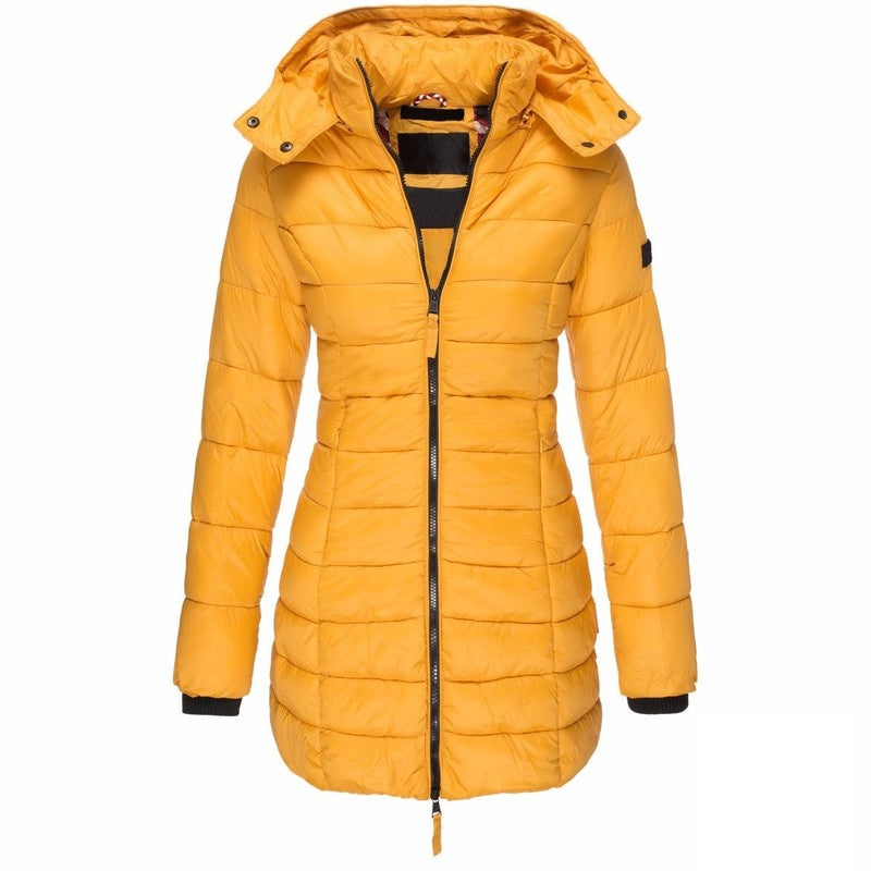 Mittellange Steppjacke im Slim-Fit – Stylischer und warmer Wintermantel für Damen