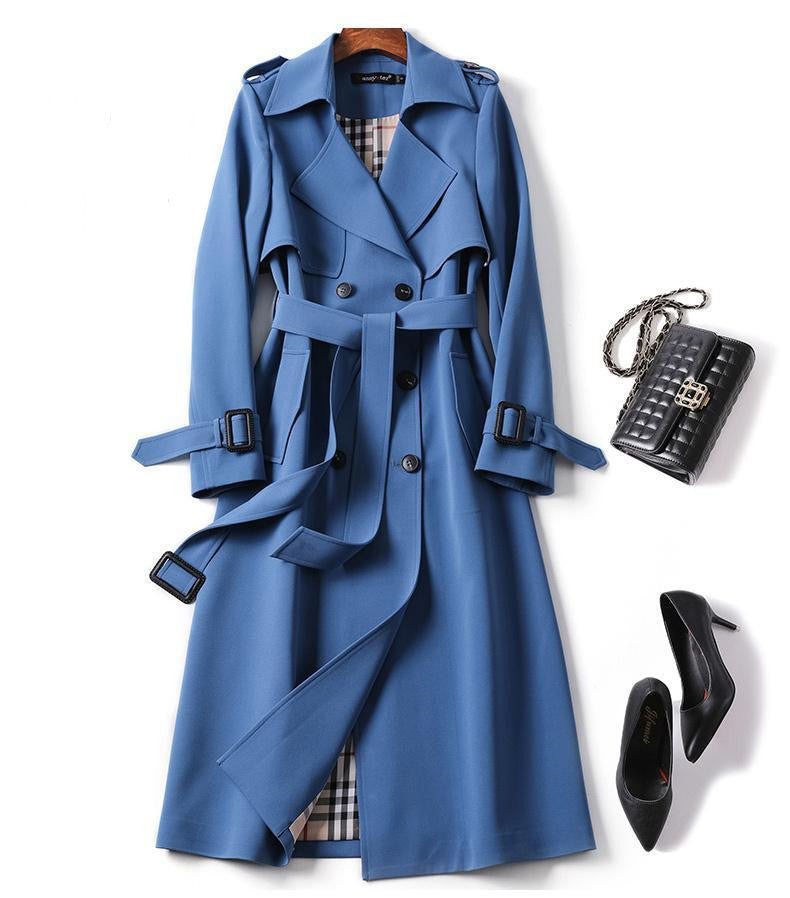 Double-Breasted Mid-Length Tie Trench Coat – Stylish Women’s Outerwear for Fall & Winter