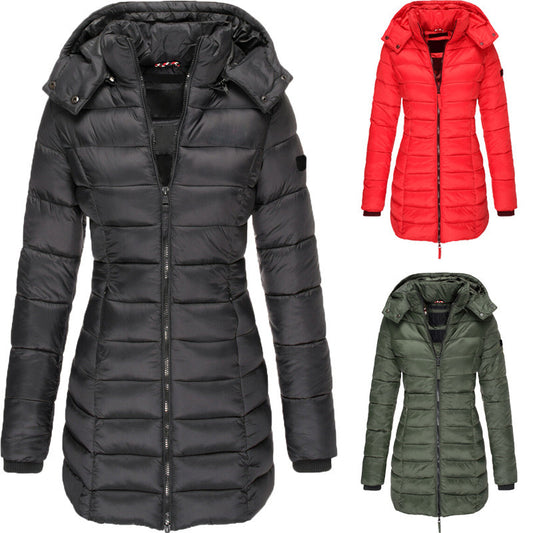 Mid-Length Slim-Fit Quilted Jacket – Stylish & Warm Winter Coat for Women