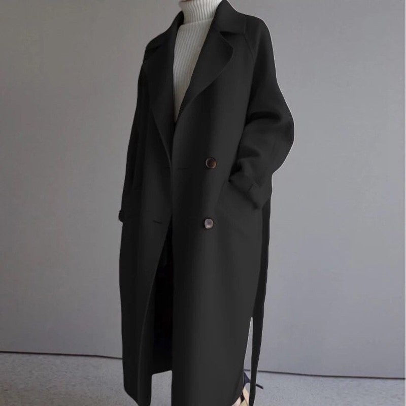 Women’s Lapel Cashmere Coat – Luxury Winter Fashion Outerwear