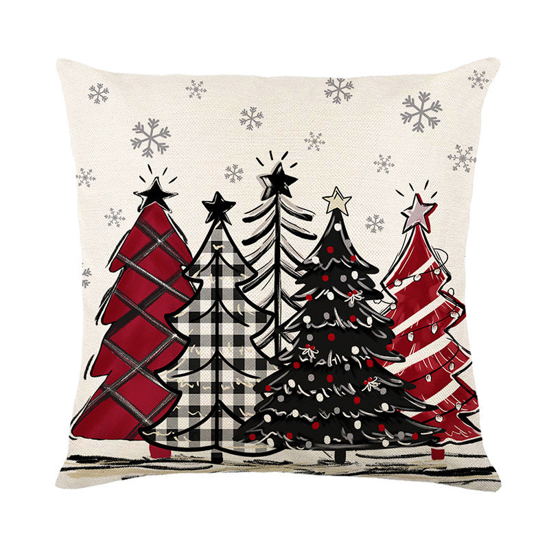 Christmas Tree Linen Pillow Cover – Festive Printed Throw Pillowcase for Holiday Decor - ZA-ZOLA