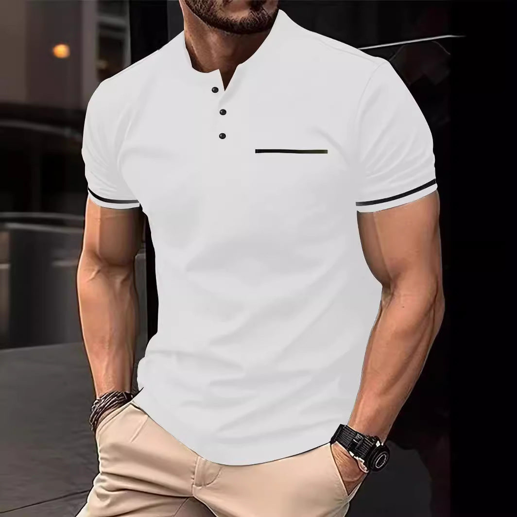 Solid Color Classic Button Stitching Short Sleeve - ZA-ZOLA