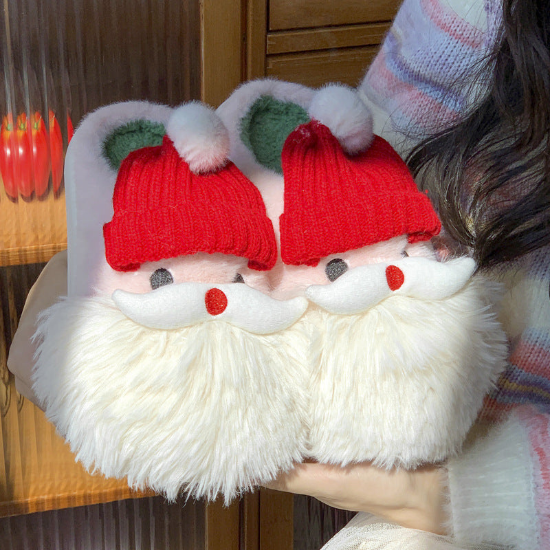 Cute Christmas Santa Claus Home Slippers – Warm Winter Non-Slip Plush Indoor Shoes for Women - ZA-ZOLA