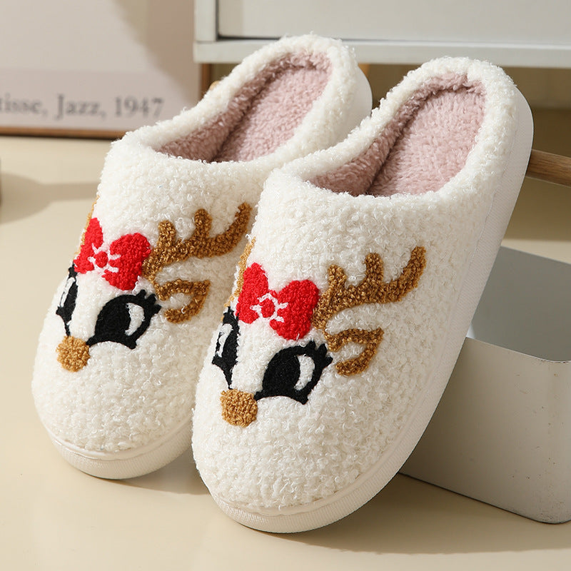 Christmas Cartoon Santa Claus Slippers for Couples – Cute Cotton Winter Home Slippers for Women & Men – Warm Furry Shoes - ZA-ZOLA