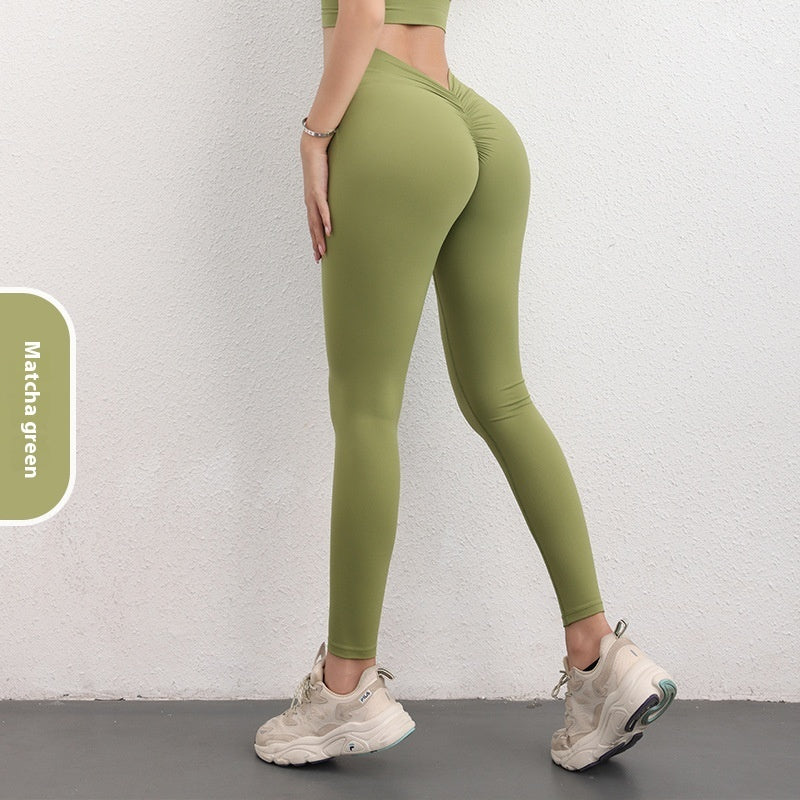 Fashion V-Shaped High Waist Yoga Pants – Hip-Lifting Sports Fitness Trousers for Women