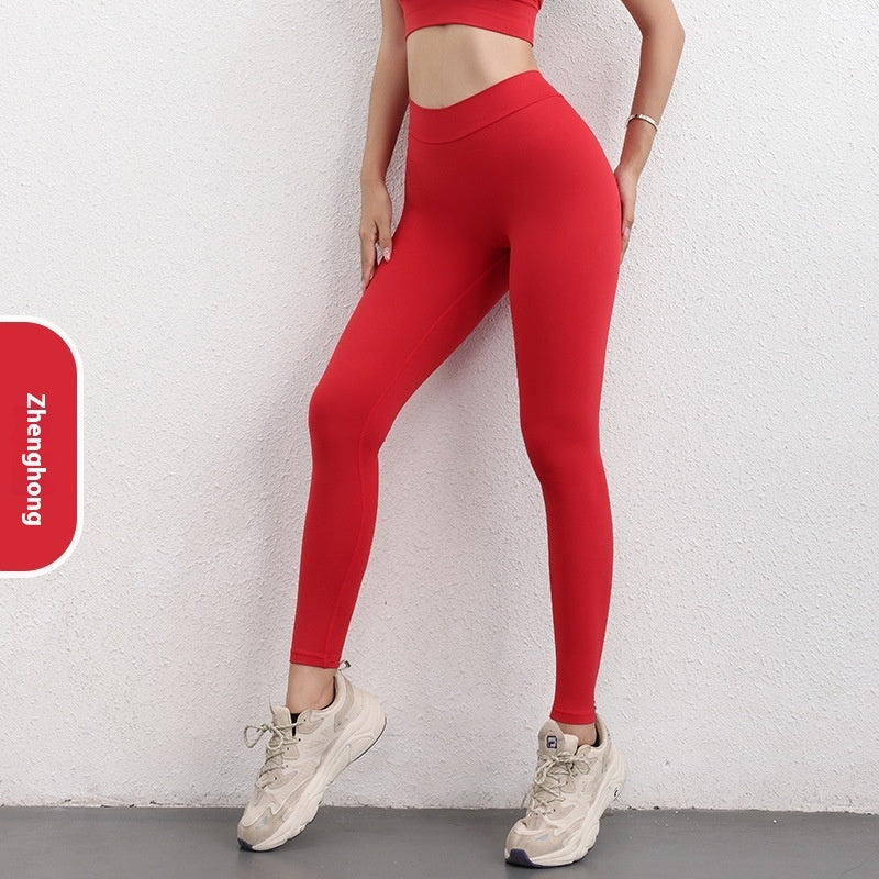 Fashion V-Shaped High Waist Yoga Pants – Hip-Lifting Sports Fitness Trousers for Women