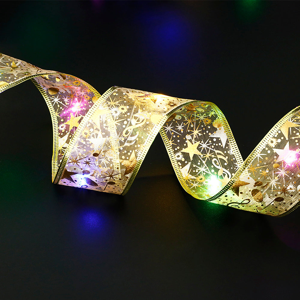 Fairy Lights Christmas Ribbon Bow Tie – Perfect Holiday Decor for Christmas Tree, Home & Parties - ZA-ZOLA