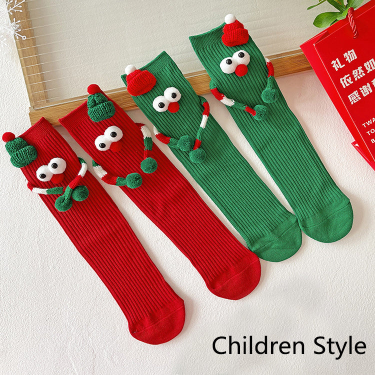 Cute Cartoon Christmas Cotton Socks – Solid Middle-Tube Socks for Adults & Children - ZA-ZOLA