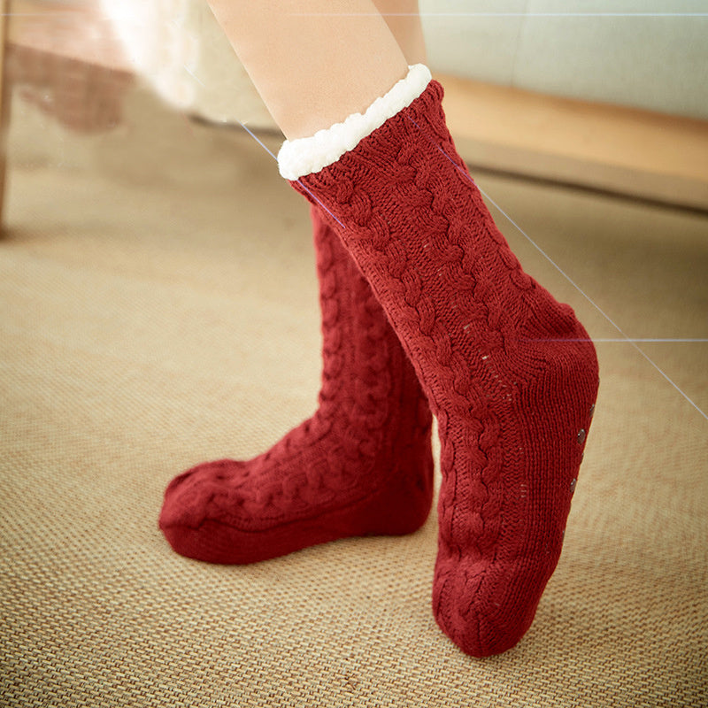 Winter Warm Knitted Plush Floor Socks – Non-Slip Indoor Carpet Socks for Men & Women - ZA-ZOLA