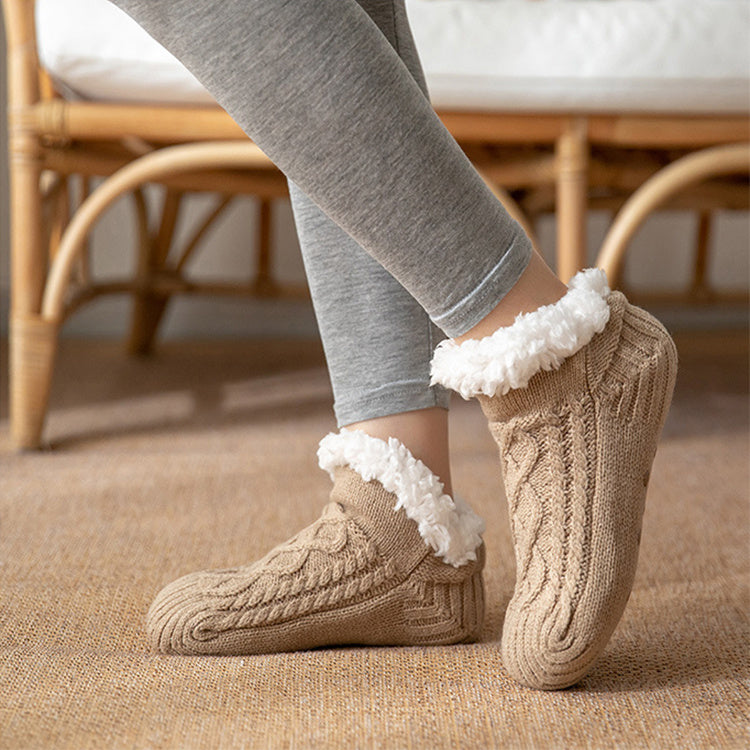 Winter Knitted Plush Floor Socks – Warm Non-Slip Home Carpet Socks for Women - ZA-ZOLA