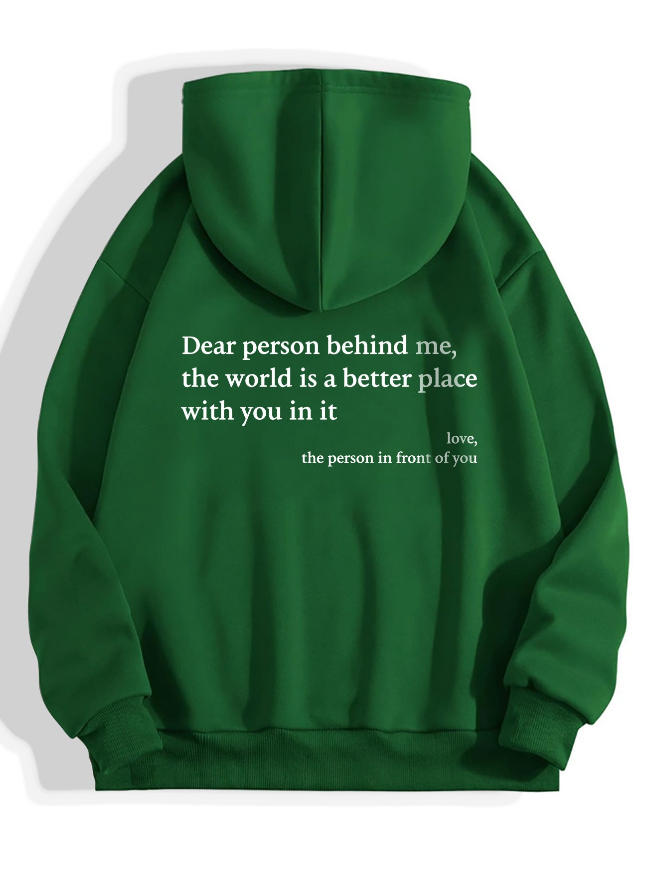 Kapuzenpullover mit „Dear Person Behind Me“-Buchstabenaufdruck – Plüsch-Sweatshirt mit Kordelzug und Kängurutasche für Damen und Herren