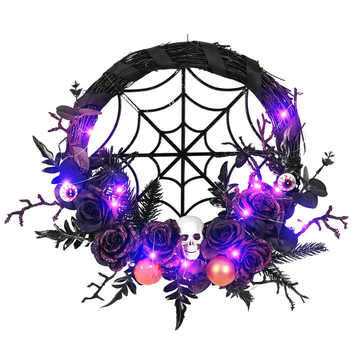 Halloween Decorations Spider Skull Vine Ring Artificial Flower Party Layout Props Pendant - ZA-ZOLA