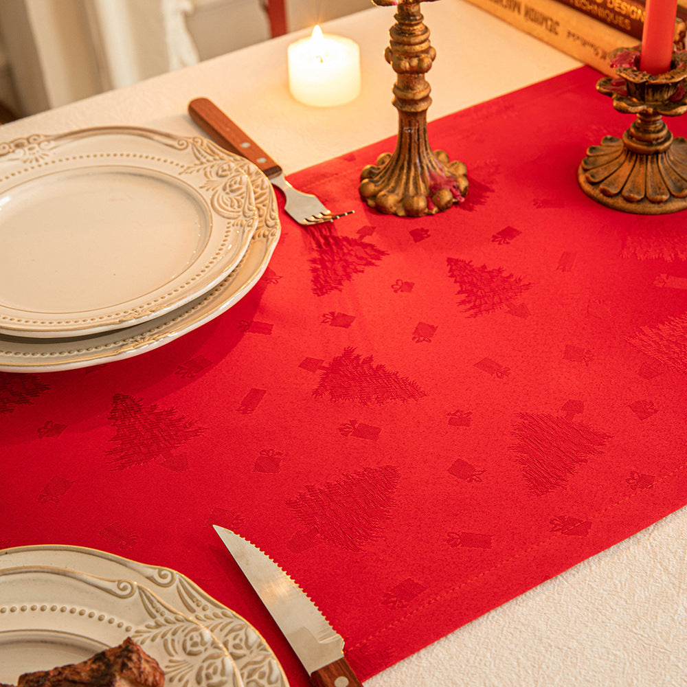 Dark Jacquard Christmas Table Runner | Elegant Holiday Dining Decor - ZA-ZOLA