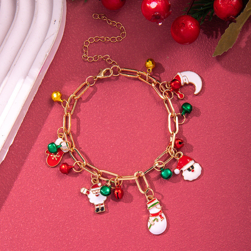 Creative Christmas Metal Chain Bracelet – Santa, Snowflake, & Pearl Bangles for Women & Men - ZA-ZOLA