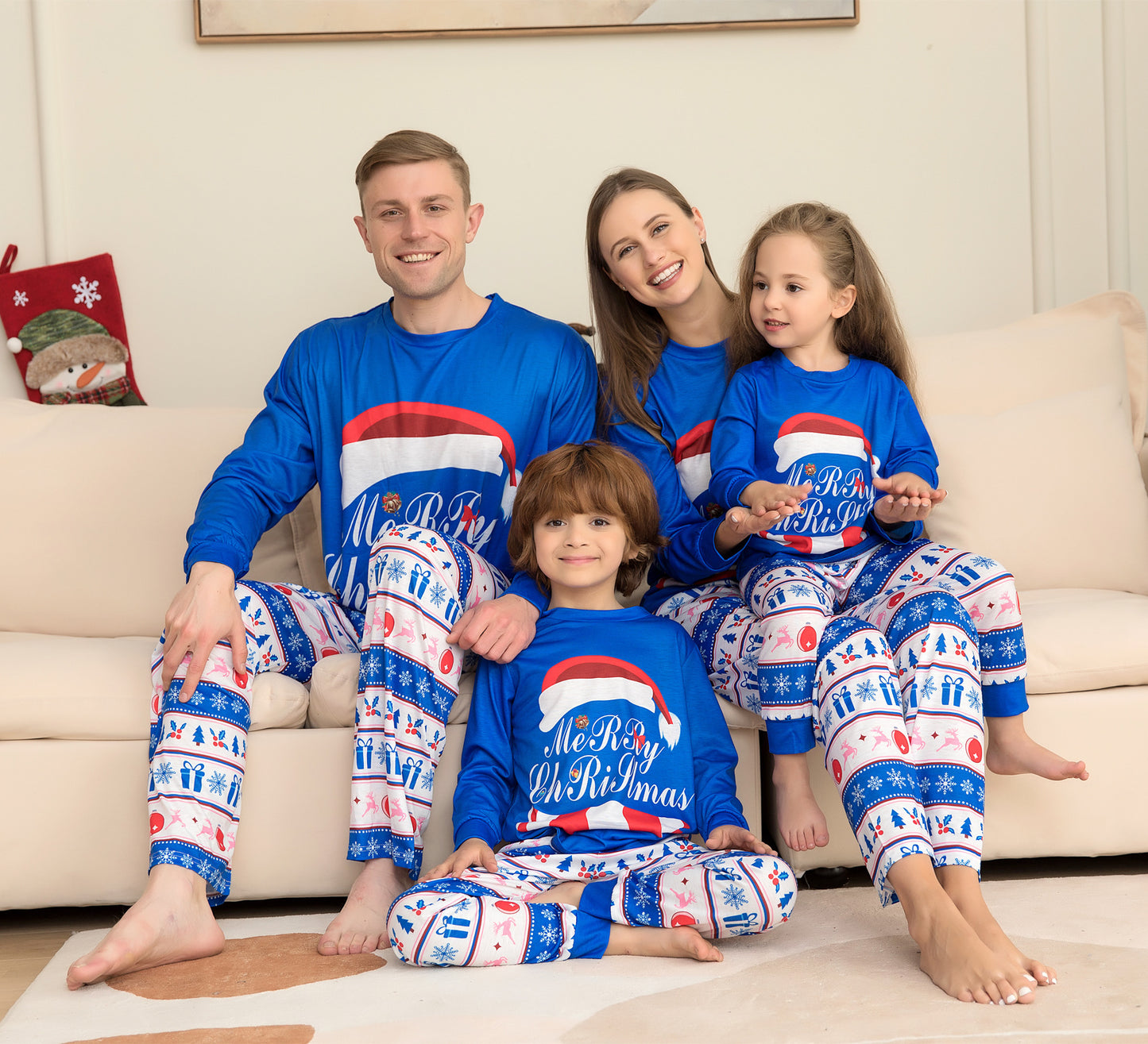 Matching Family Christmas Pajama Sets – Letter Print Tops & Plaid Pants Sleepwear - ZA-ZOLA